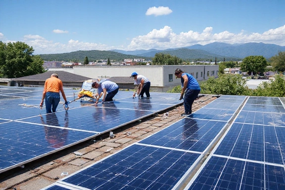 Solar panel installation funded by green investments