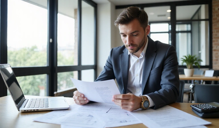 Person reviewing financial documents