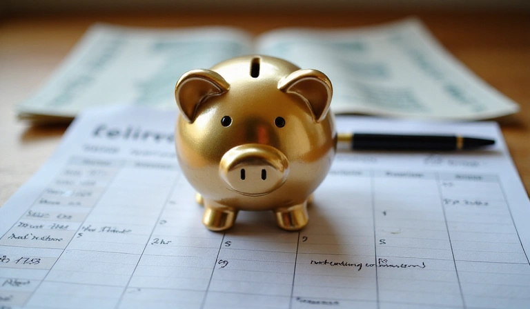 Retirement planning concept with piggy bank and calendar