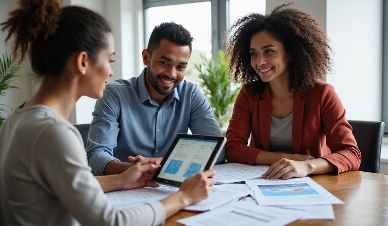 Couple reviewing financial plan with advisor
